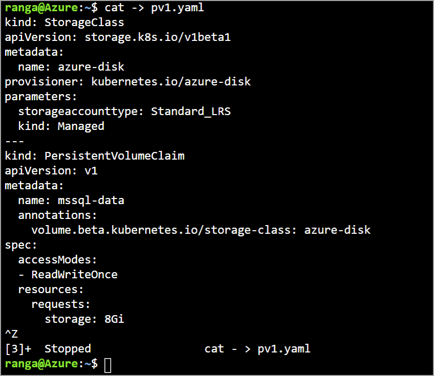 Persistent volume in AKS