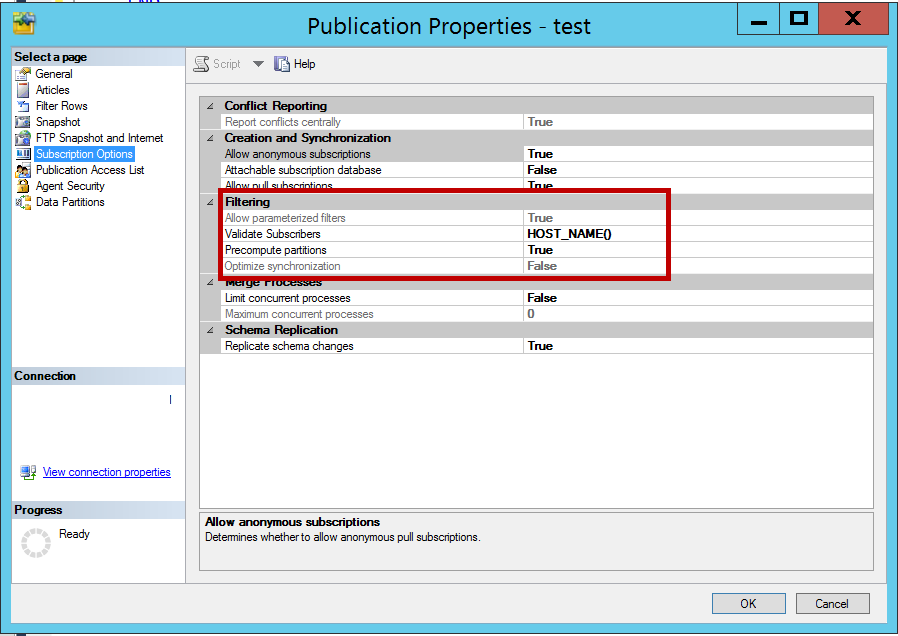 subscription filtering options