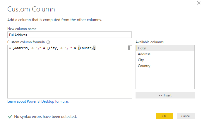 Add custom column in Query Editor