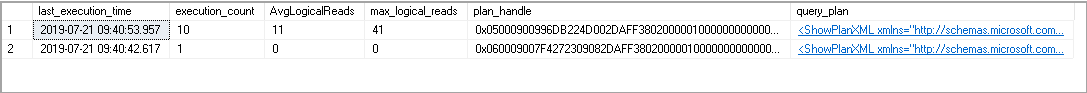 check procedural cache and execution plan