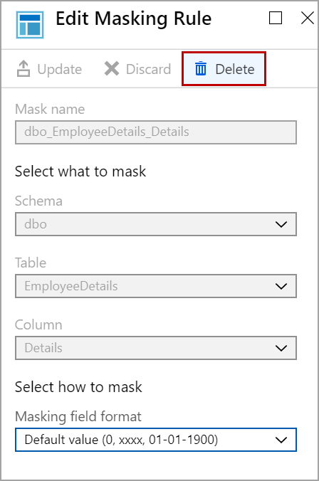 delete masking rule