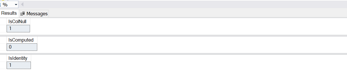 Examples of metadata function COLUMNPROPERTY() in SQL Server.