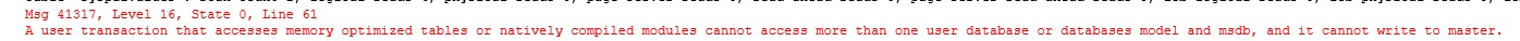 Error Message for Cross-database memory-optimized TempDB query