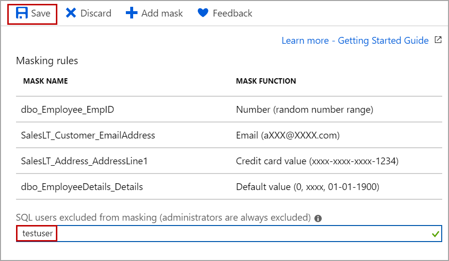 granting access to SQL users to access masked data