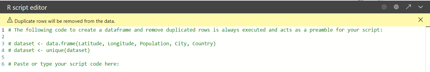 Power BI R script editor