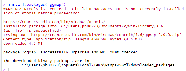 R Studio installed package