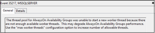 Thread Pool error in Always On due to max worker threads 