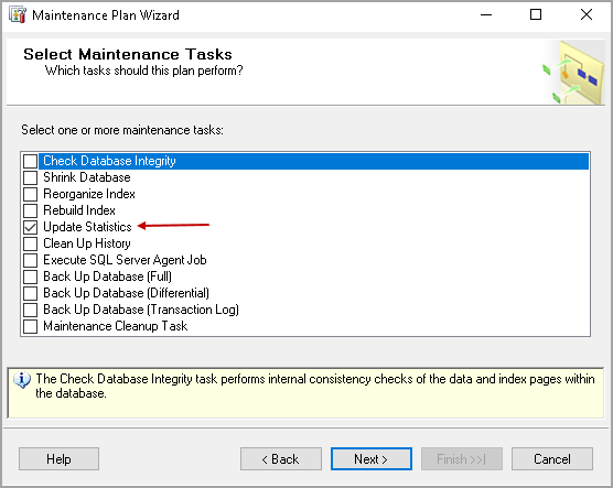 Maintenance Plan wi\rd for update stats