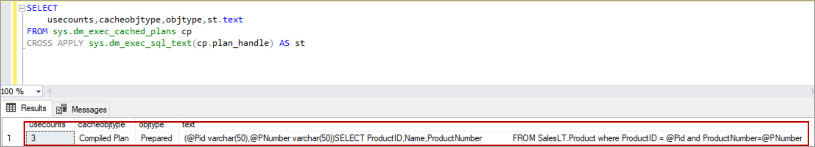 dynamic SQL cached plan 