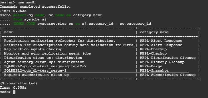 SQL Server Merge Replication - List Jobs in SQL Server to find Snapshot Agent