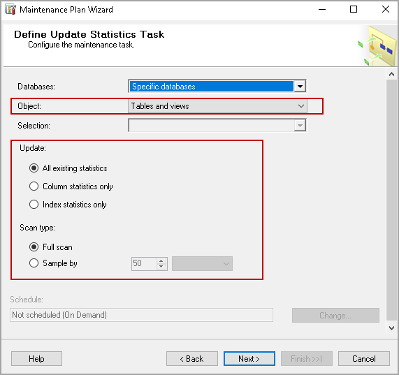 SQL Server Update Statistics using maintenance plan