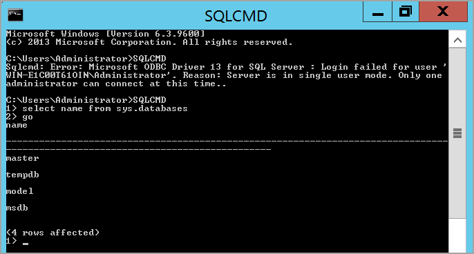 connecting SQL Server using SQLCMD