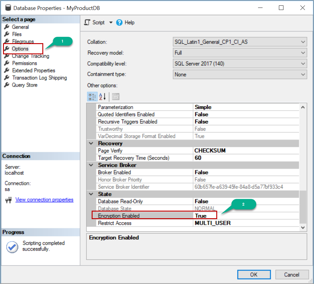 enabling Transparent Data Encryption (TDE) using SSMS