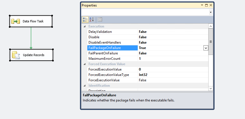 FailPackgaeOnFailure property in SSIS package