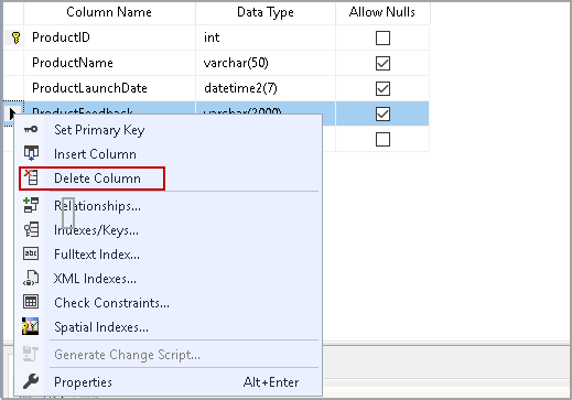 SQL Delete column