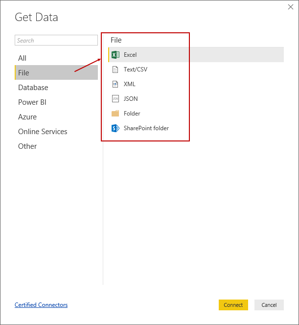 PowerBI document file types