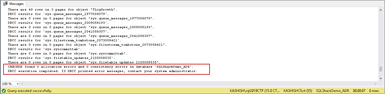 powershell sql server module DBAChecks: DBCC CHECKDB output