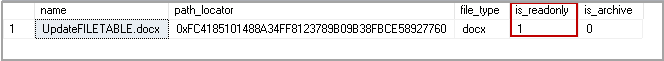 Read-Only properties of a file in SQL Server FILETABLE