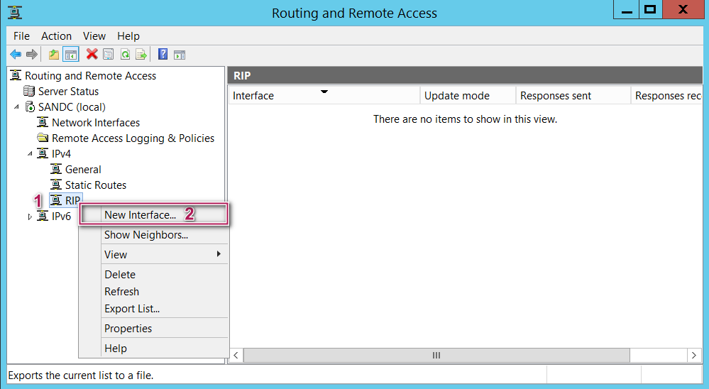 Routing and Remote Access - New interface