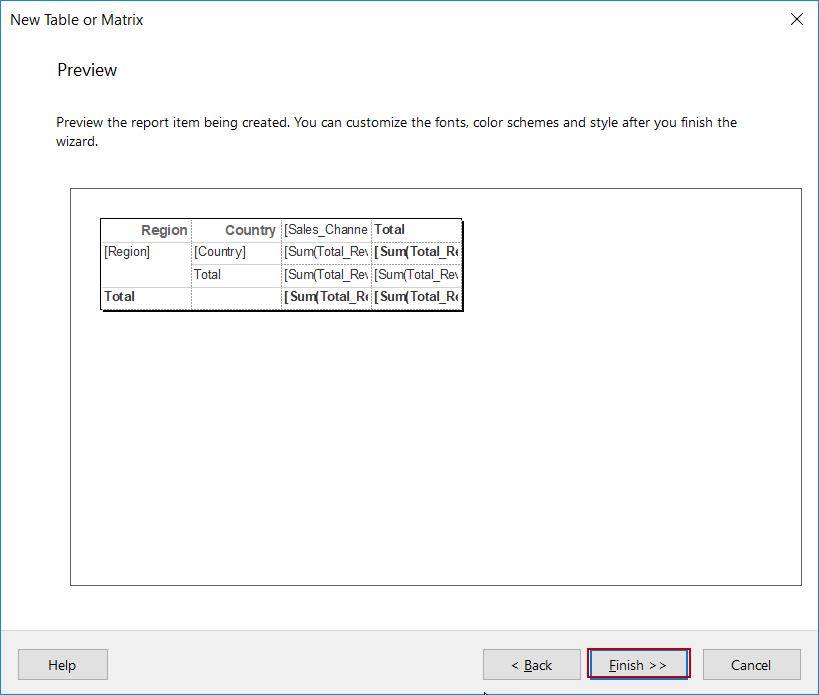 SQL Reporting Services - Matrix wizard layout