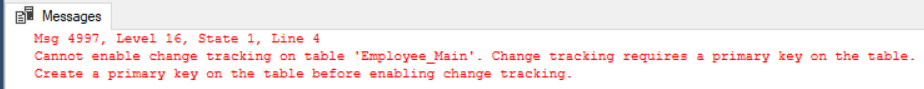 SQL Server Audit - Error when enabling CT on table with no Primary Key