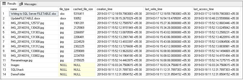 SQL Server FILETABLE objects