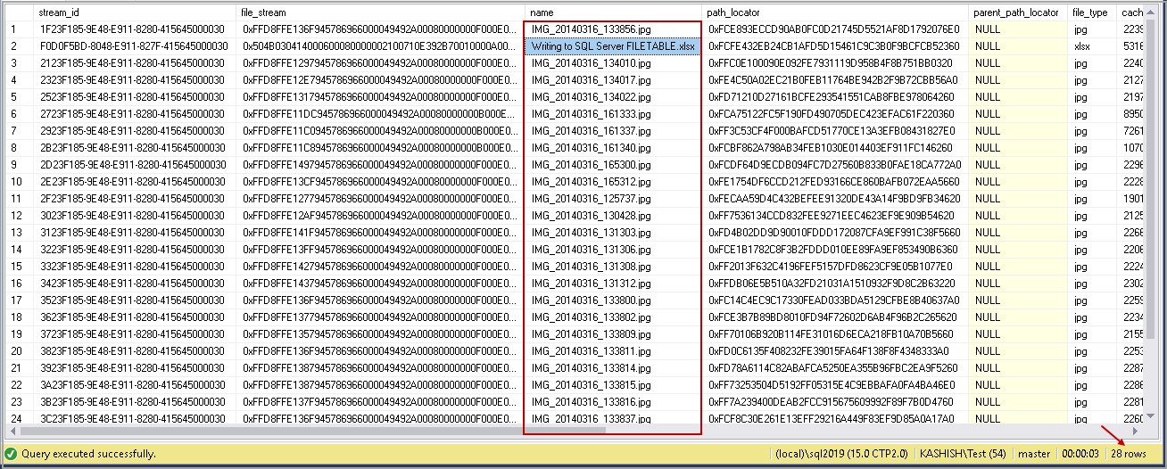 SQL Server FILETABLE records