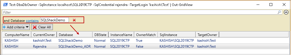 Use cases of command Test-DbaDatabaseOwner in DBATools - Grid view