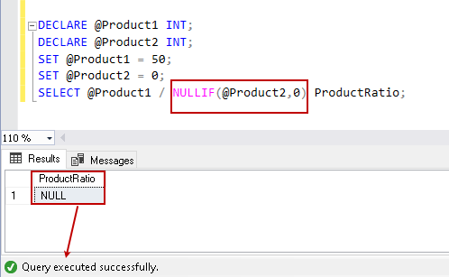 NULLIF to avoid error message