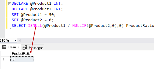 NULLIF and ISNULL function