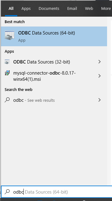 Check is it the ODBC driver for MySQL installed on machine via ODBC Data Source Administrator