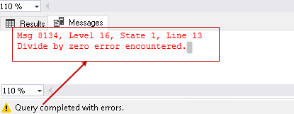 SQL error message