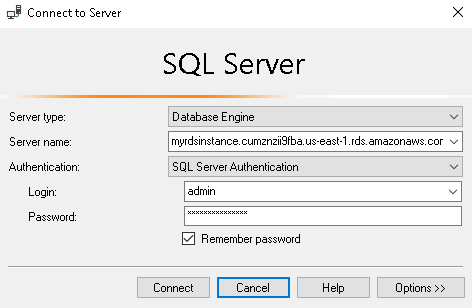 SSMS connection