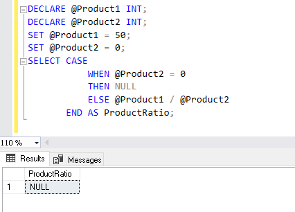 Using CASE statement to avoid divide by zero error