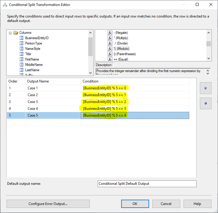 conditional split used to distributed on input into different outputs