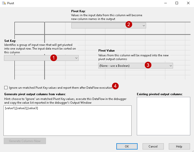 Pivot configuration options