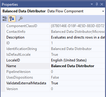 the properties of SSIS balanced data distributor