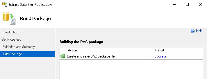 Build Extract Data-tier Application package