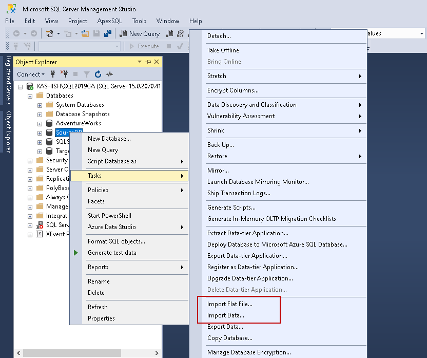 Import Data SSMS