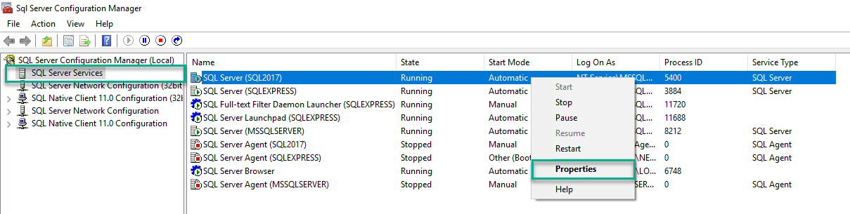 SQL Server configuration manager