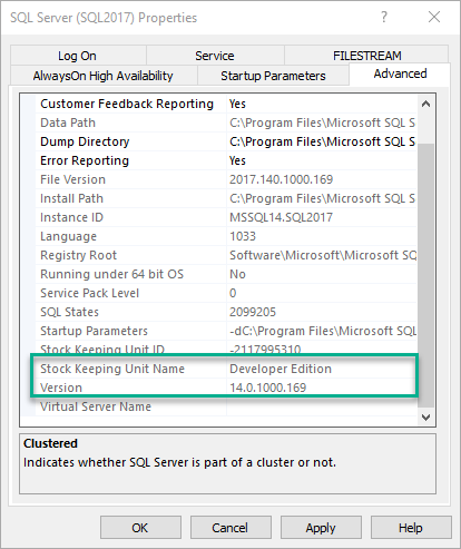 SQL Server version numbers in SQL Server properties