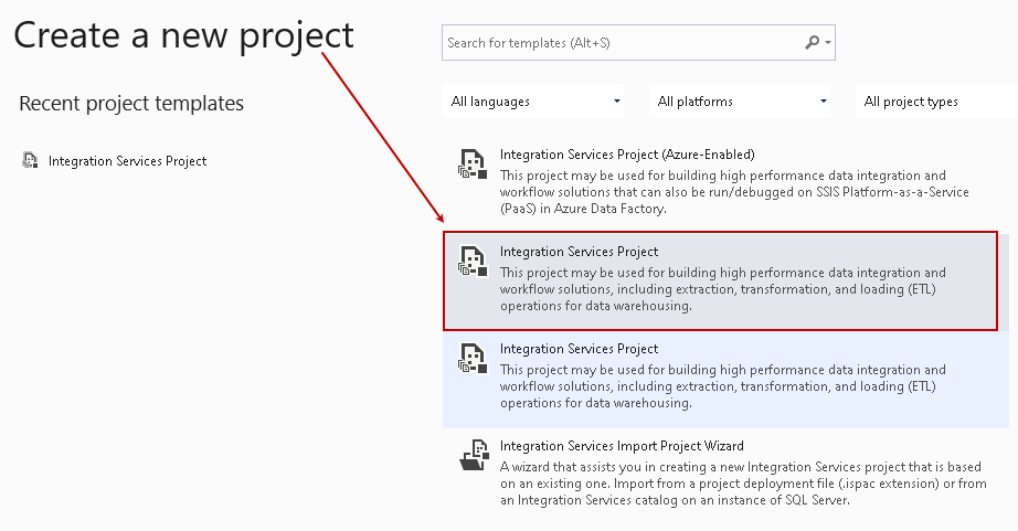 Create an ETL package 