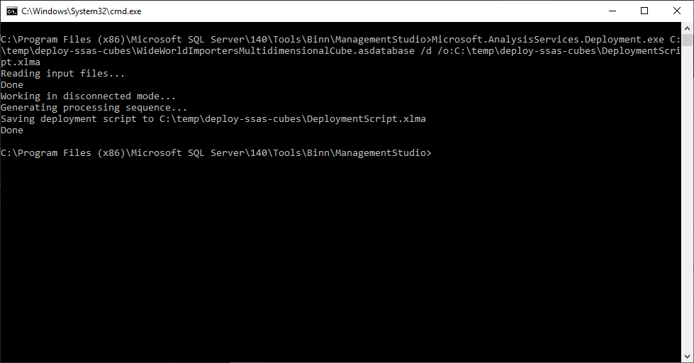Deploy SSAS Cubes using CMD
