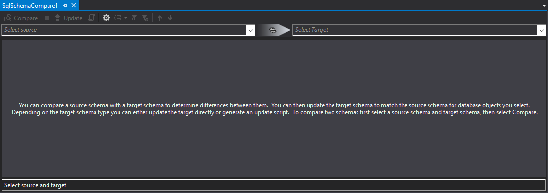 SqlSchemaCompare query window in Visual Studio