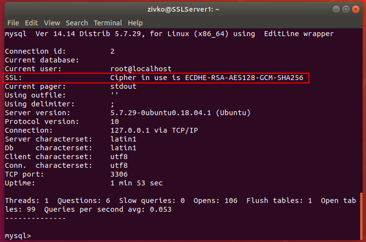 SSL encryption for MySQL connection