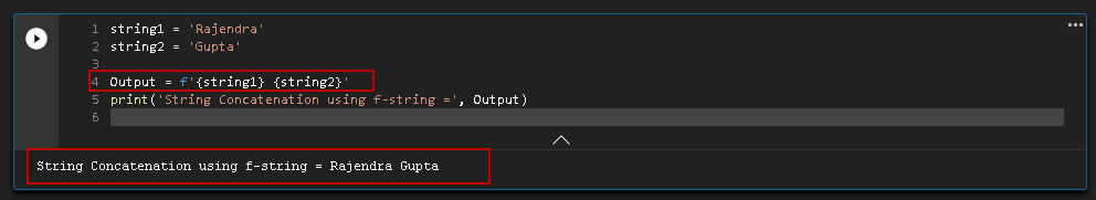 Use f strings for string concatenation