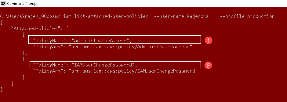 AWS CLI to list attach AWS policy