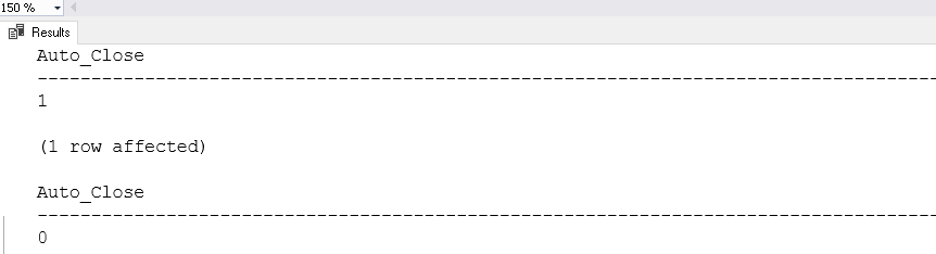 Check Auto Close property status of a database using DATABASEPROPERTYEX() function