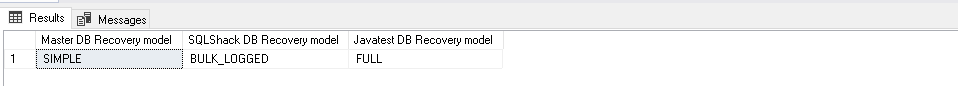 Check database recovery model for a database