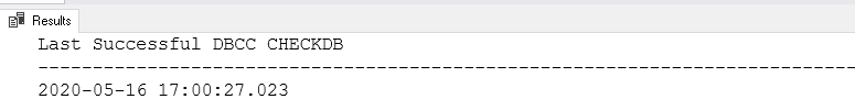 Check last date and time of the consistency check for a database